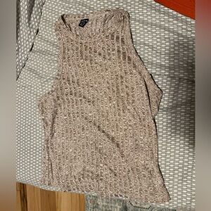 Tan Ribbed halter Tank Top